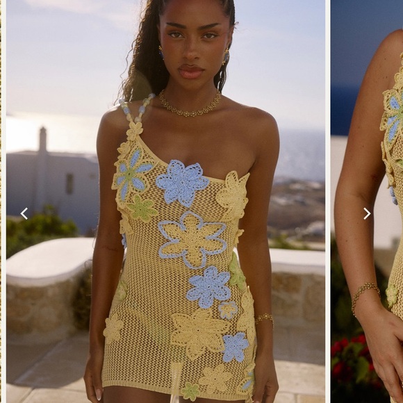 NAMMOS CROCHET MINI DRESS IN ZESTI BYDEE sz S - Picture 1 of 6